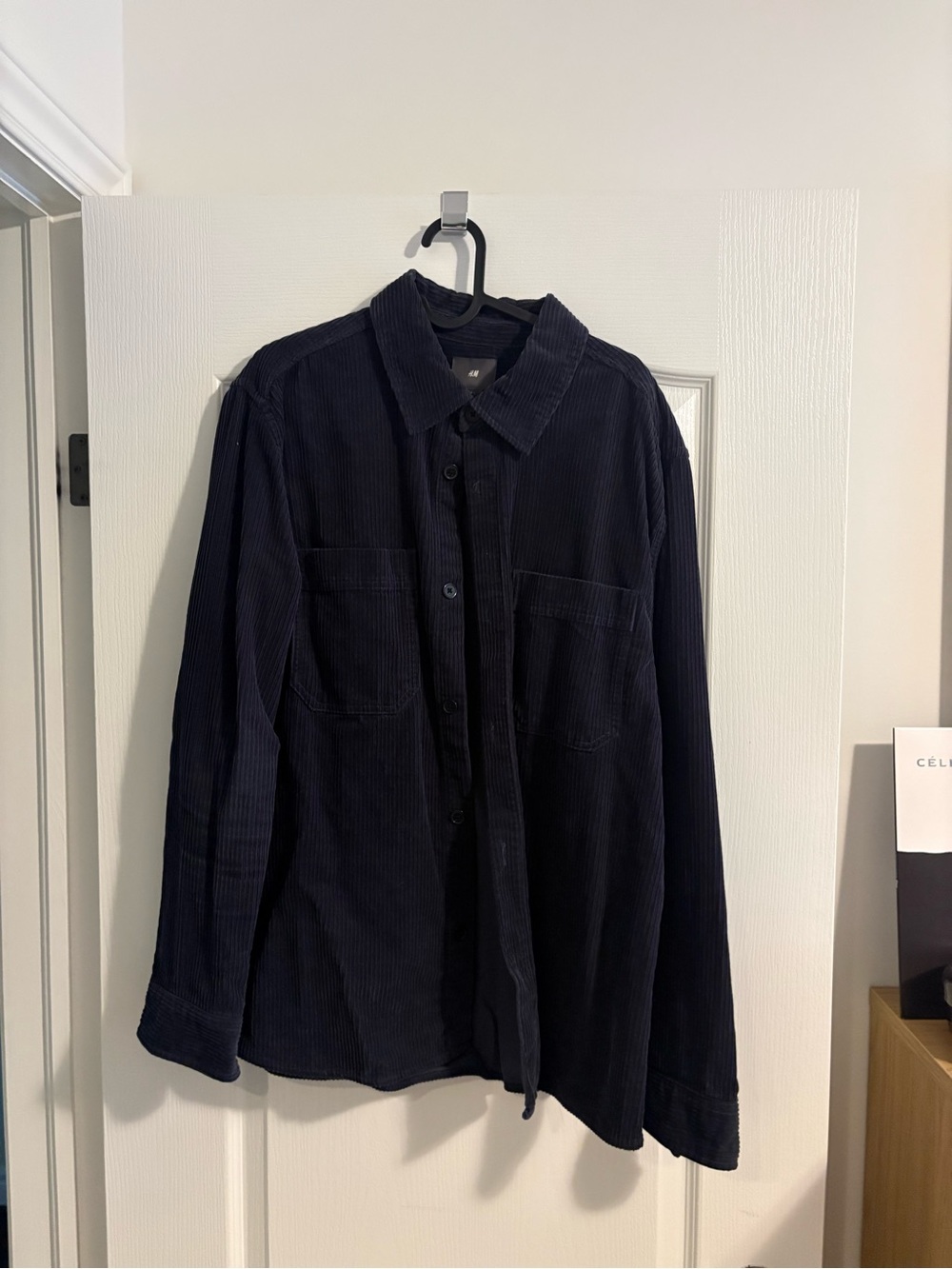 H&M Navy Corduroy Button-Up Shirt Jacket